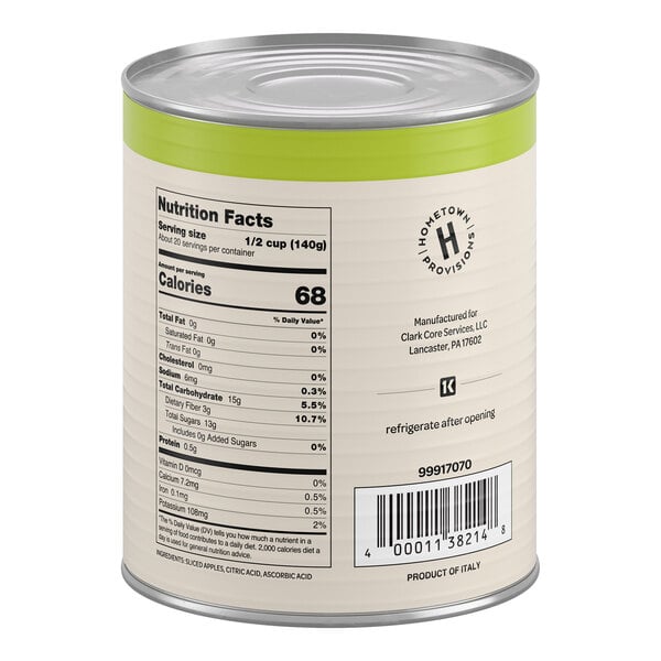 Hometown Provisions Solid Pack Sliced Apples #10 Can - 6/Case