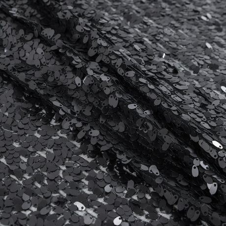 Netting with All Over Oval Paillette Sequins - Black