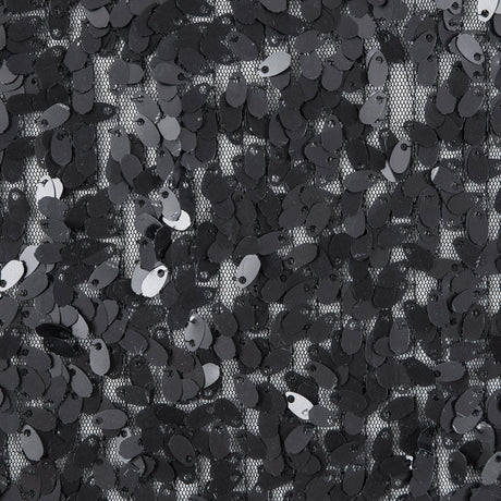 Netting with All Over Oval Paillette Sequins - Black