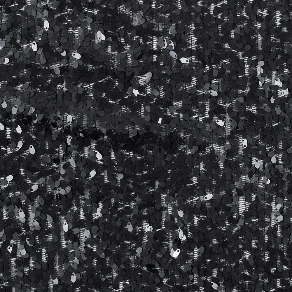Netting with All Over Oval Paillette Sequins - Black