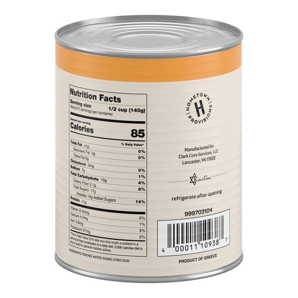 Hometown Provisions #10 Can Diced Peaches in Light Syrup - 6/Case