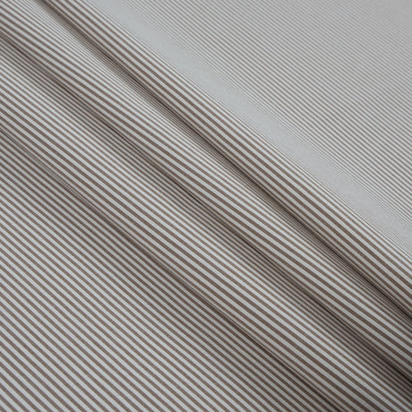 Brownie and White Candy Striped Stretch Cotton Woven