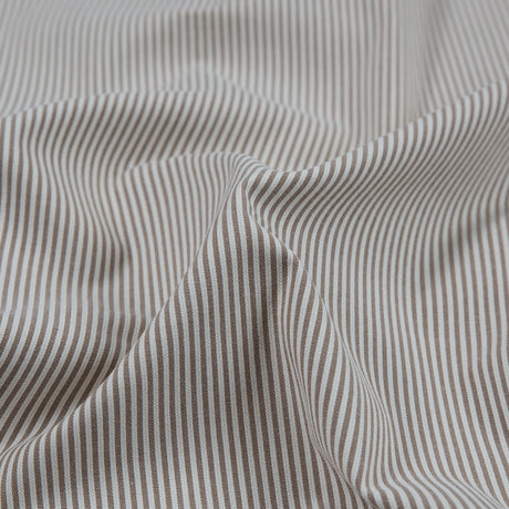 Brownie and White Candy Striped Stretch Cotton Woven