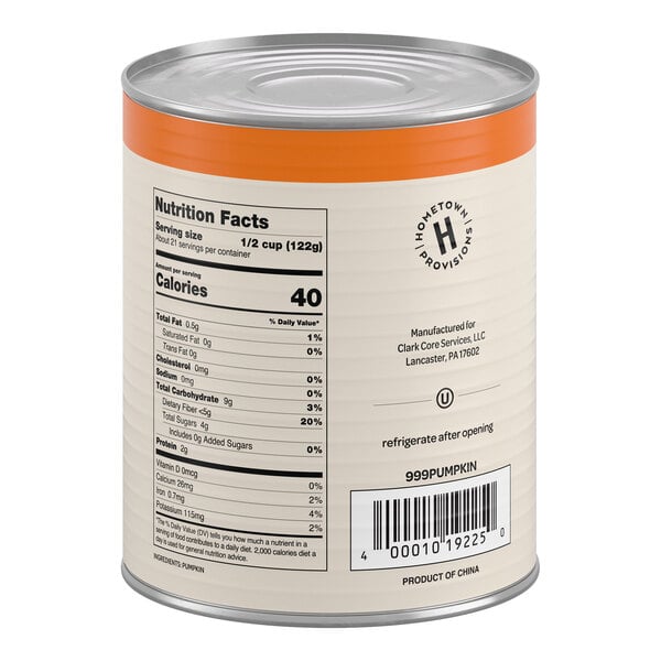 Hometown Provisions #10 Can 100% Pure Canned Pumpkin - 6/Case