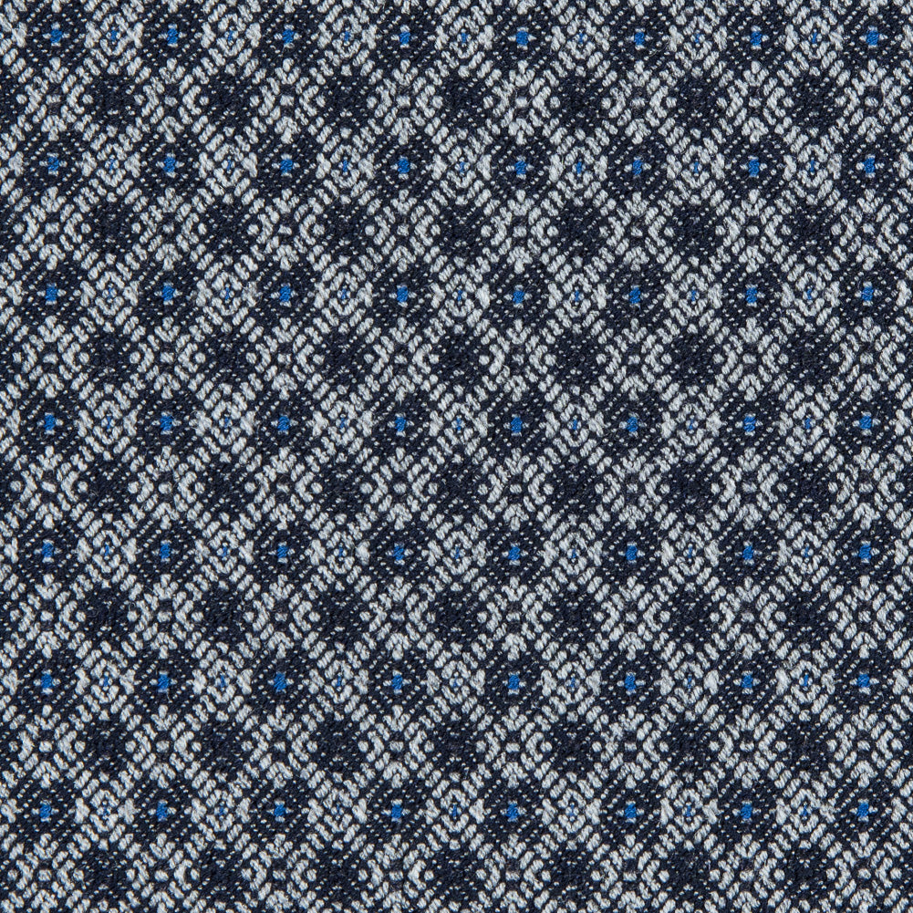Paloma Geometric Stretch Cotton Woven with True Blue Accents