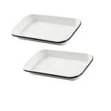 13" x 9.5" x 1.125" Rectangular Sheet Pan Porcelain Coated Steel White with Black Rim