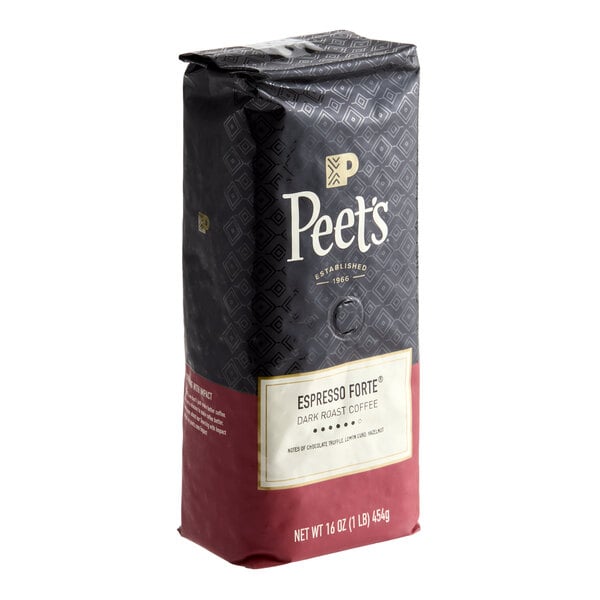 Peet's Coffee Forte Whole Bean Espresso 1 lb. - 20/Case
