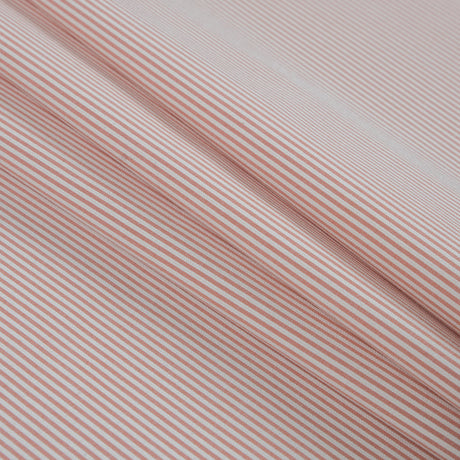 Salmon and White Candy Striped Stretch Cotton Woven