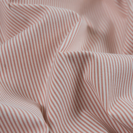 Salmon and White Candy Striped Stretch Cotton Woven