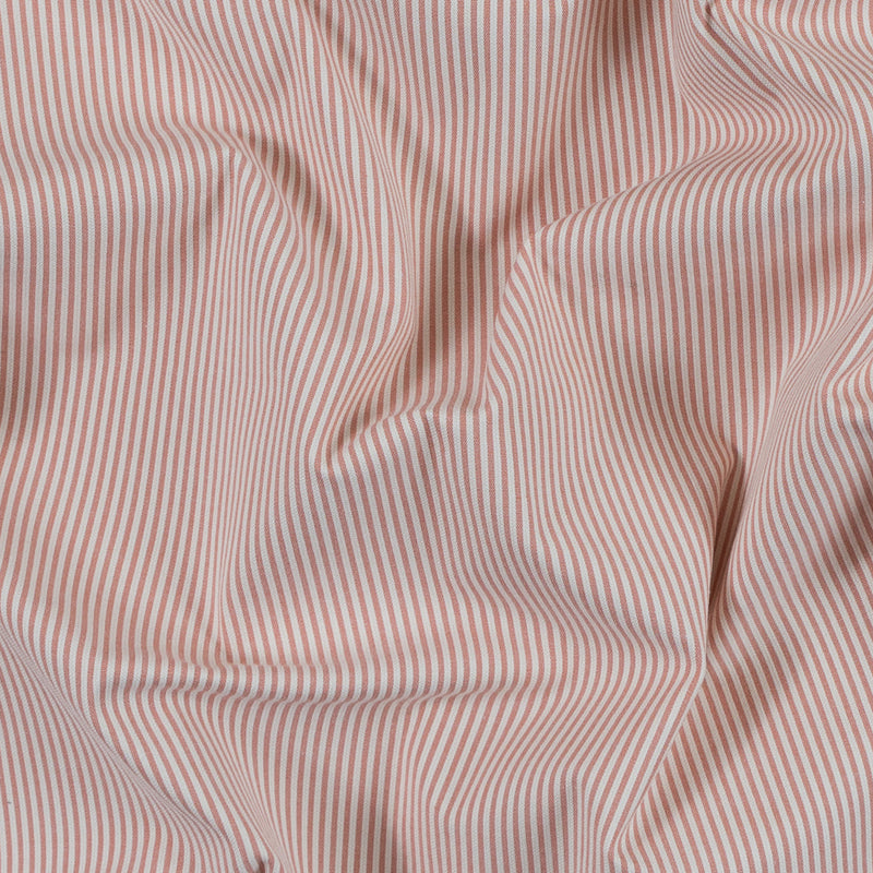 Salmon and White Candy Striped Stretch Cotton Woven