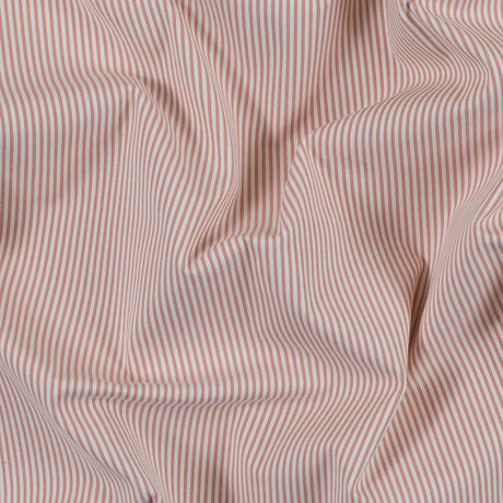 Salmon and White Candy Striped Stretch Cotton Woven