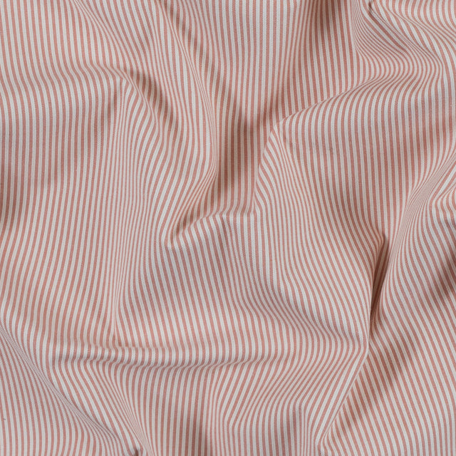 Salmon and White Candy Striped Stretch Cotton Woven