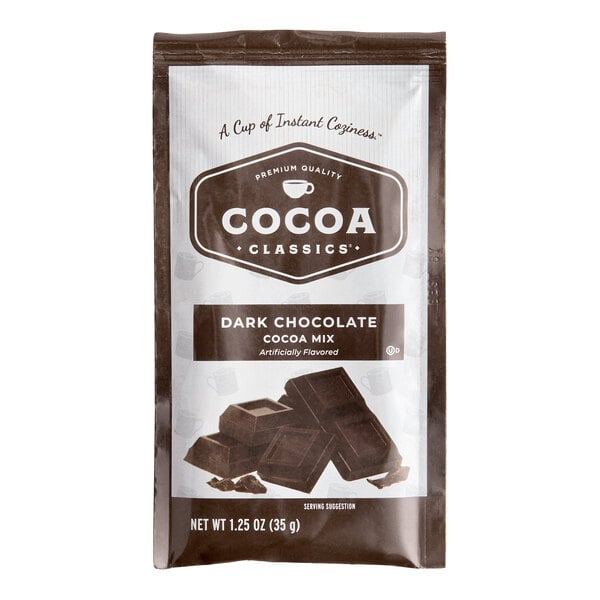 Cocoa Classics Dark Chocolate Cocoa Mix Packet 1.25 oz. - 36/Case