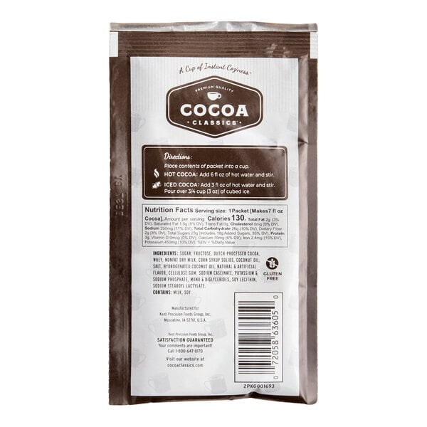 Cocoa Classics Dark Chocolate Cocoa Mix Packet 1.25 oz. - 36/Case