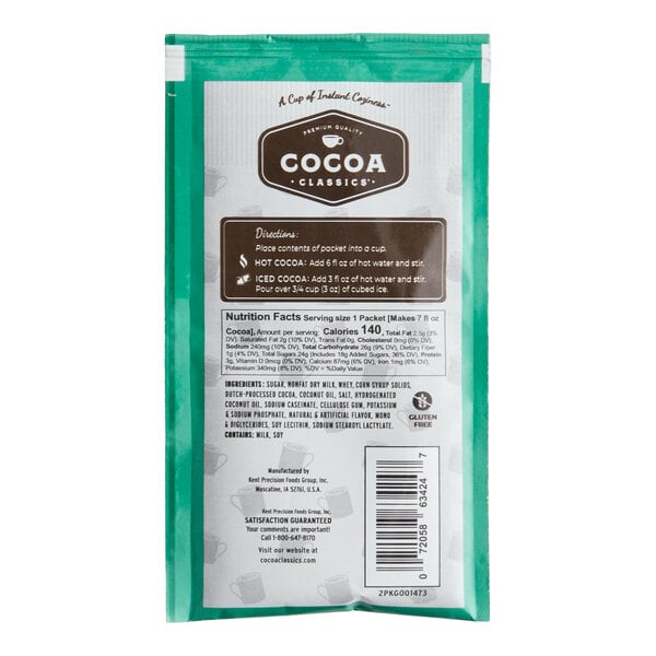 Cocoa Classics Mint and Chocolate Cocoa Mix Packet 1.25 oz. - 72/Case