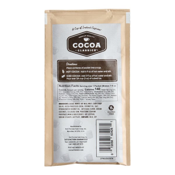 Cocoa Classics French Vanilla and Chocolate Cocoa Mix Packet 1.25 oz. - 36/Case