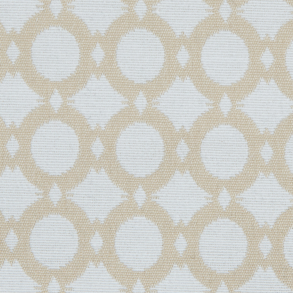 Marzipan and White Geometric Stretch Cotton Jacquard