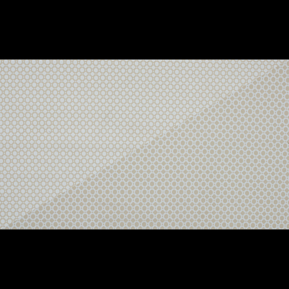 Marzipan and White Geometric Stretch Cotton Jacquard
