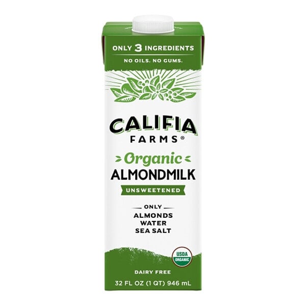 Califia Farms Organic Unsweetened Almond Milk 32 fl. oz. - 6/Case