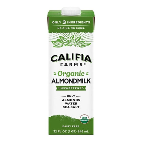 Califia Farms Organic Unsweetened Almond Milk 32 fl. oz. - 6/Case