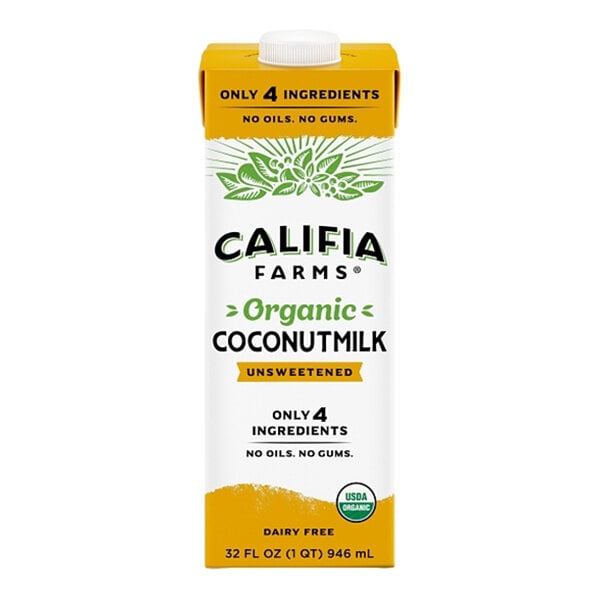 Califia Farms Organic Unsweetened Coconut Milk 32 fl. oz. - 6/Case
