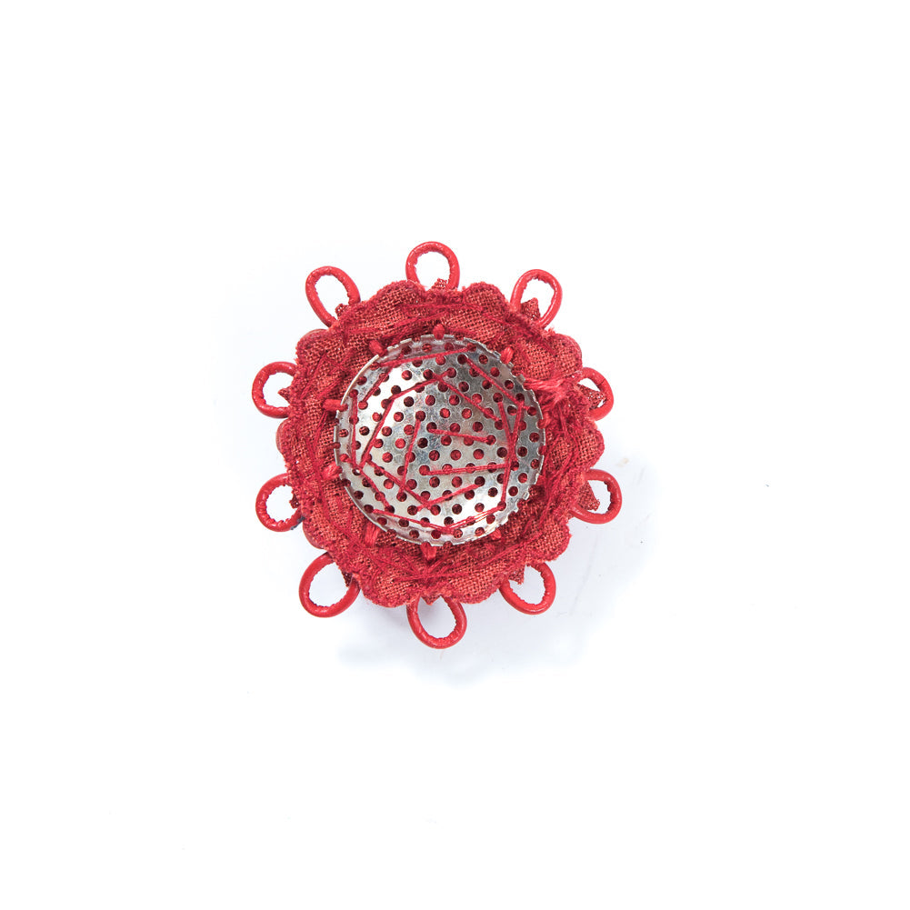 Red Round Beaded Applique - 2"