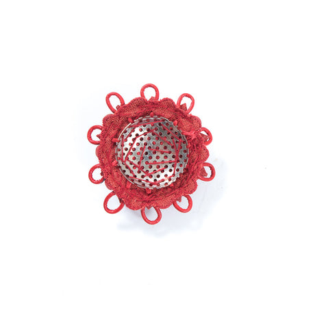 Red Round Beaded Applique - 2"