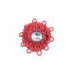 Red Round Beaded Applique - 2"