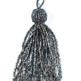 Large Gunmetal Beaded Tassel - 6"