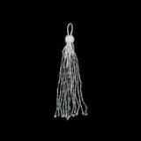 Medium Ivory and Silver Beaded Tassel - 5"