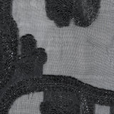Famous NYC Designer Metallic Black Paisley Embroidered Chiffon