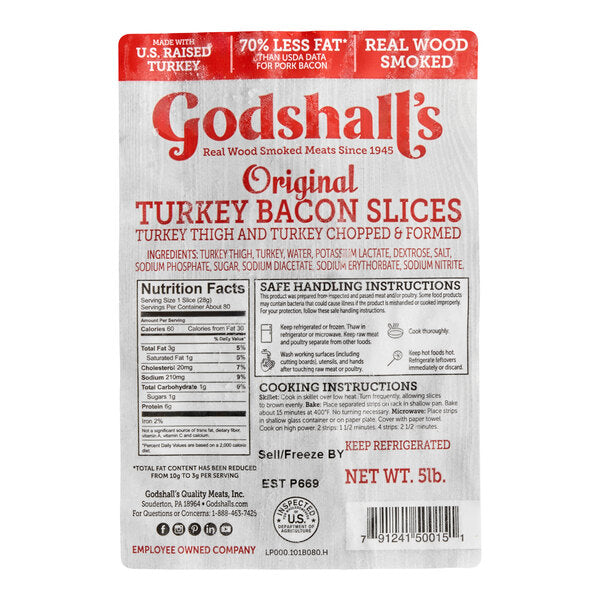 Godshall's Hotel Sliced Turkey Bacon - 160/Case