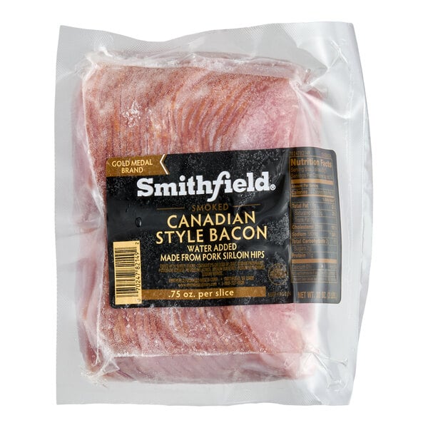 Smithfield 0.75 oz. Fully Cooked Canadian Style Bacon 2 lb. - 6/Case