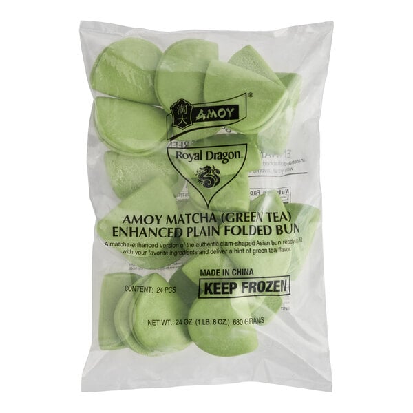 Amoy Royal Dragon Matcha Vegan Folded Bao Bun 1 oz. - 144/Case