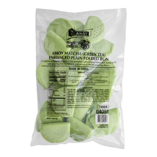 Amoy Royal Dragon Matcha Vegan Folded Bao Bun 1 oz. - 144/Case