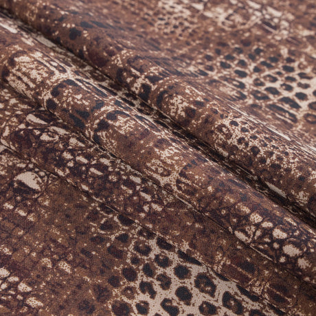 Toffee and Cornstalk Python Printed Double Faced Stretch Polyester Crepe
