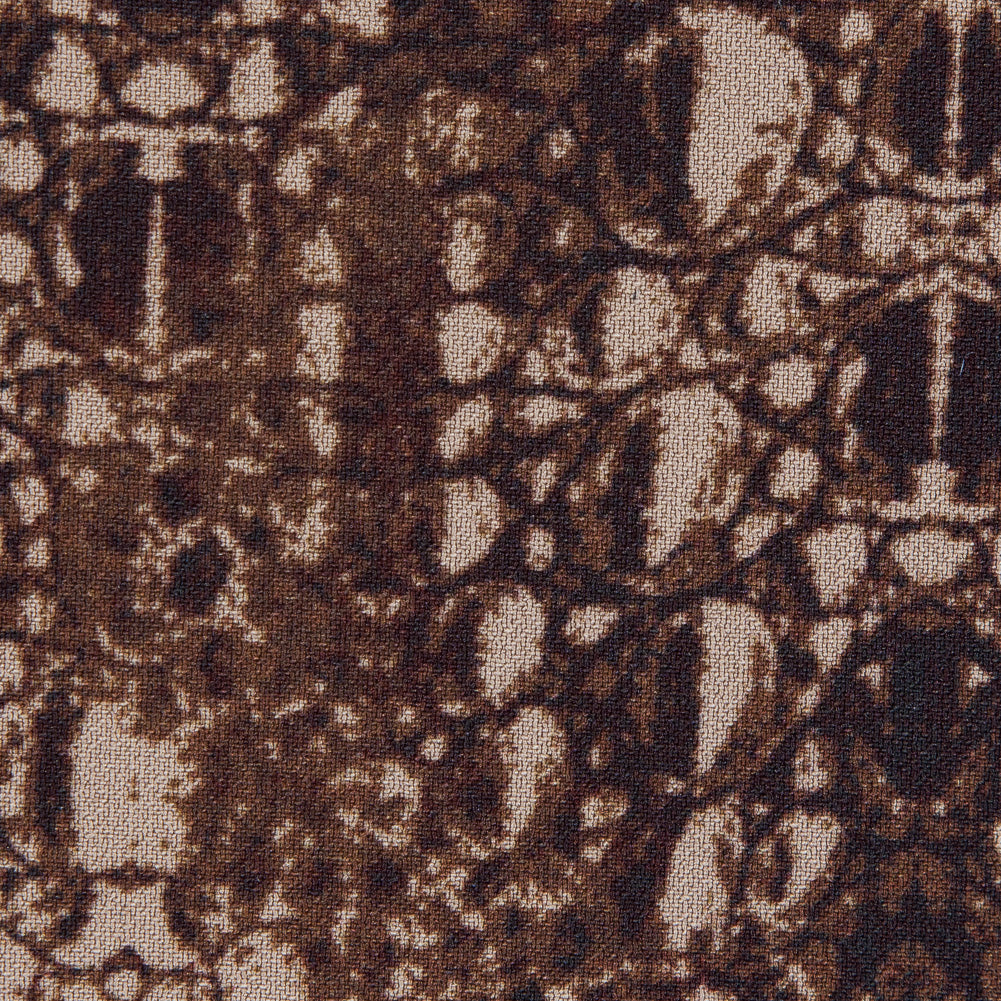 Toffee and Cornstalk Python Printed Double Faced Stretch Polyester Crepe