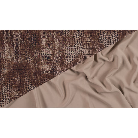 Toffee and Cornstalk Python Printed Double Faced Stretch Polyester Crepe