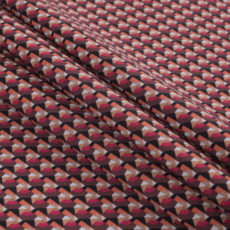 Scarlet and Mustang Geometric Double Faced Stretch Polyester Crepe