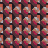 Scarlet and Mustang Geometric Double Faced Stretch Polyester Crepe