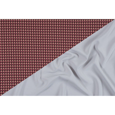 Scarlet and Mustang Geometric Double Faced Stretch Polyester Crepe