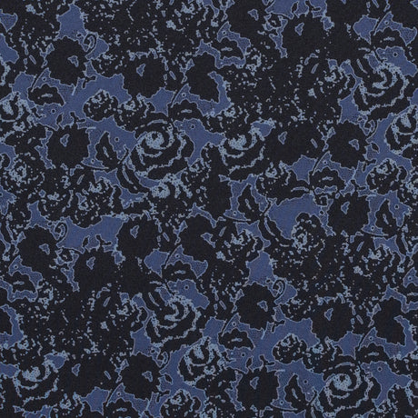 Black and Astral Aura Abstract Roses and Solid Beige Double Faced Stretch Polyester Crepe