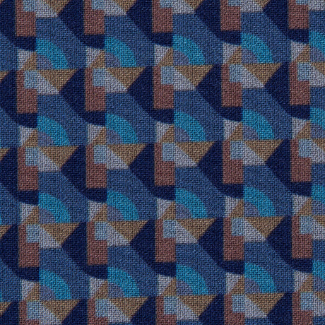 Twilight Purple and Niagara Geometric Double Faced Stretch Polyester Crepe