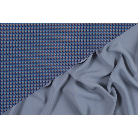 Twilight Purple and Niagara Geometric Double Faced Stretch Polyester Crepe