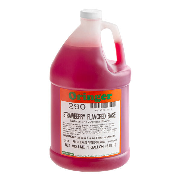 Oringer Seedless Strawberry Puree Hard Serve Ice Cream Base 1 Gallon - 4/Case
