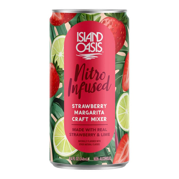 Island Oasis Nitro Infused Strawberry Margarita Craft Mixer 8.4 oz. - 24/Case