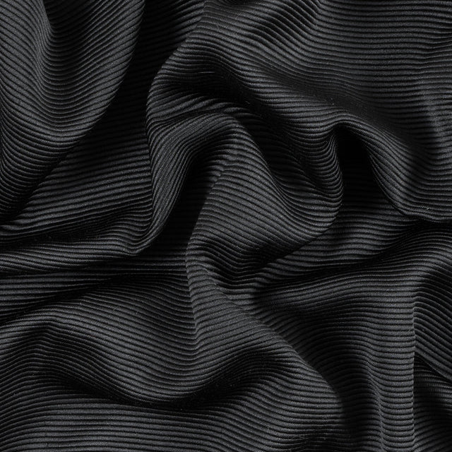 Black Luminous Polyester Ottoman