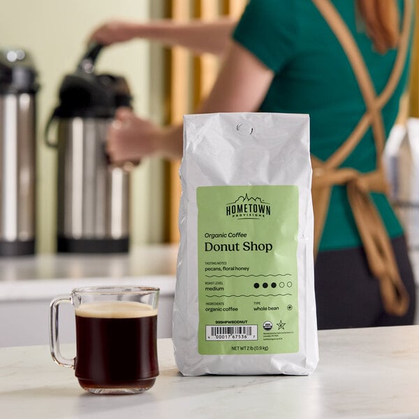 Hometown Provisions Organic Donut Shop Whole Bean Coffee 2 lb. - 5/Case
