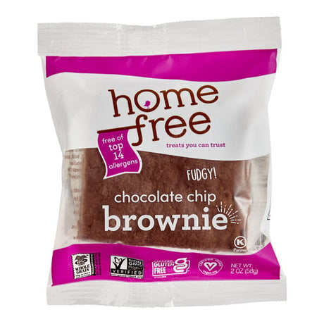 Homefree Individually Wrapped Vegan Gluten-Free Chocolate Chip Brownie 2 oz. - 24/Case