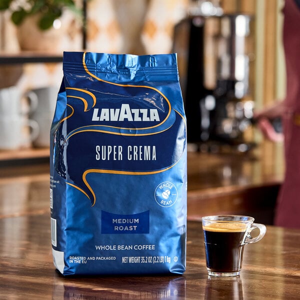 Lavazza Super Crema Whole Bean Espresso 2.2 lb. - 6/Case